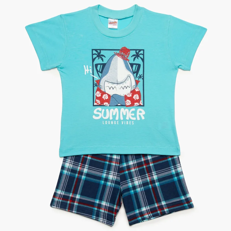 Πιτζάμα Παιδική Καλοκαιρινή Minervakia Summer Vibes 61941-153 Τυρκουάζ No2 No2