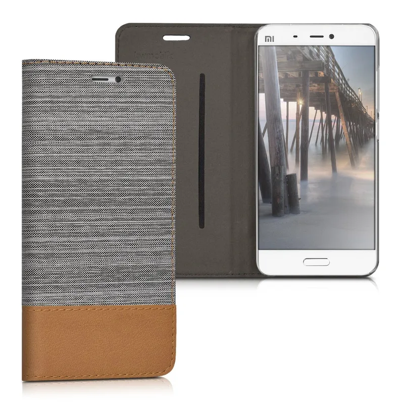 KW Θήκη - Πορτοφόλι Xiaomi Mi 5 - Light Grey/ Brown (38215.25)