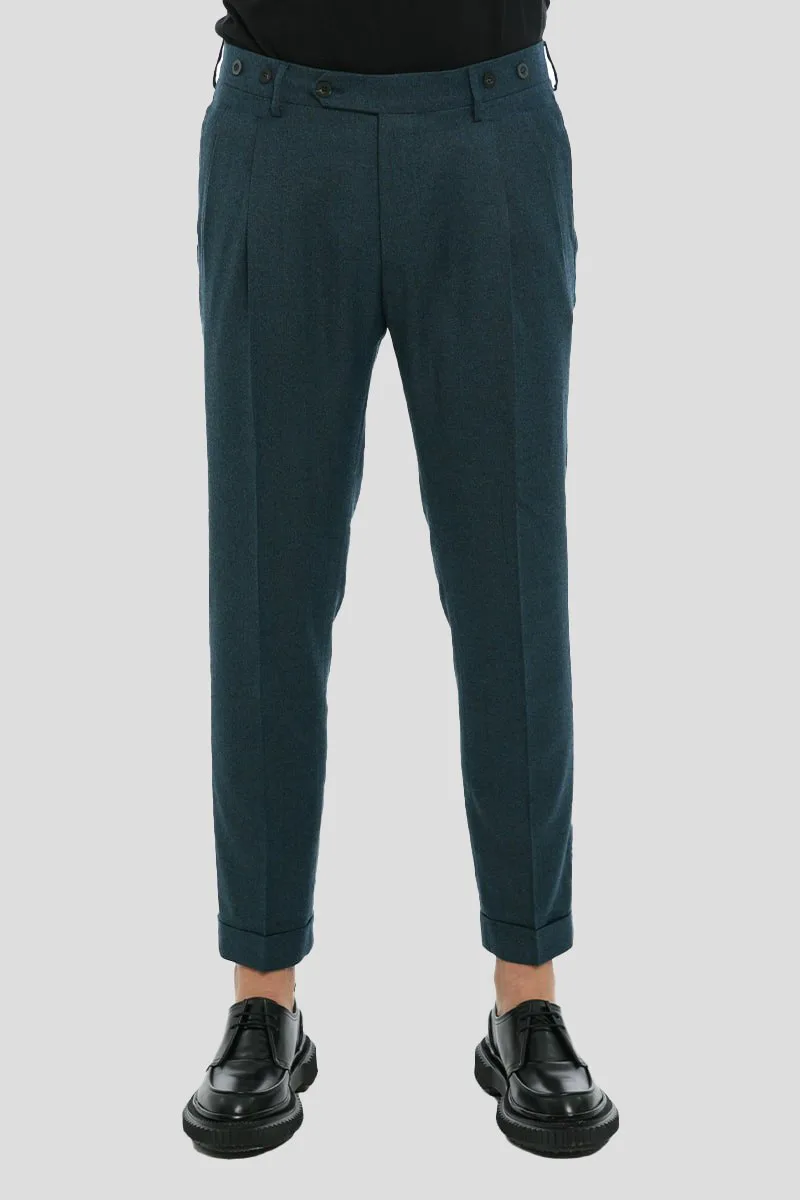 BERWICH Ανδρικό Μπλε Petrol Barber Wool Trousers