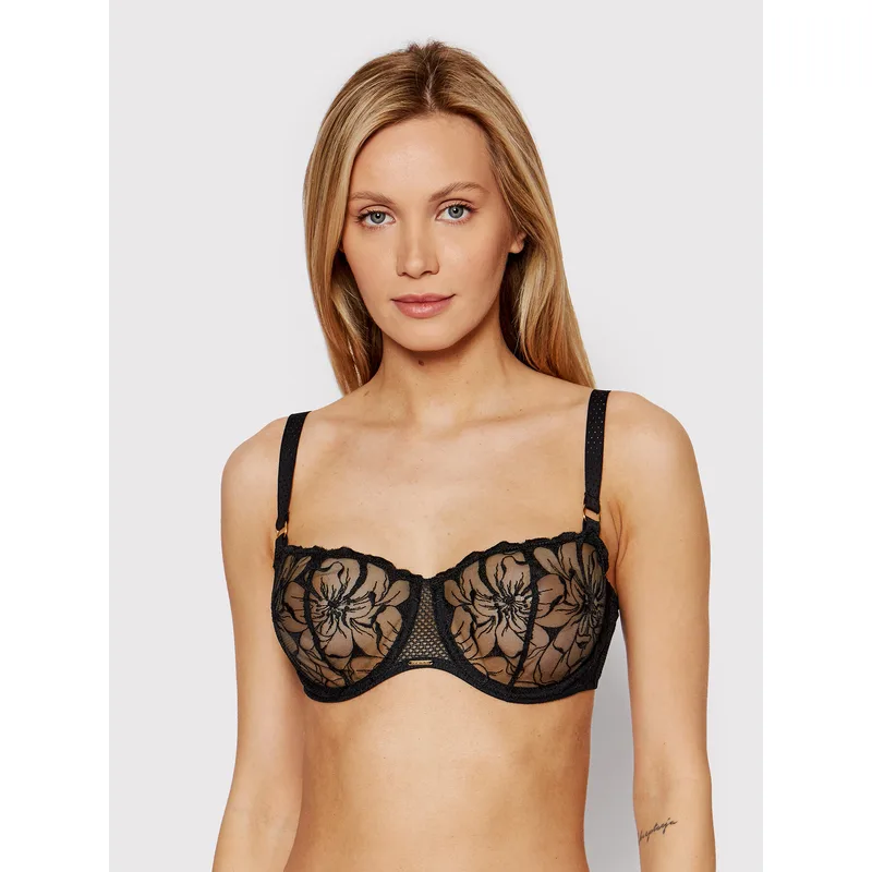 Chantelle Σουτιέν Balconette Fleurs C12M50 Μαύρο