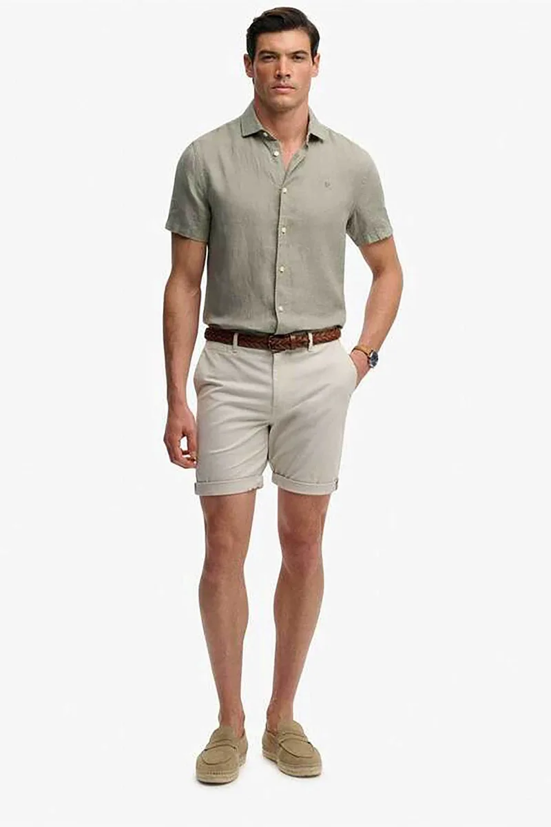 Superdry ανδρική βερμούδα chino Slim Fit "Premium" - M7110486A Εκρού