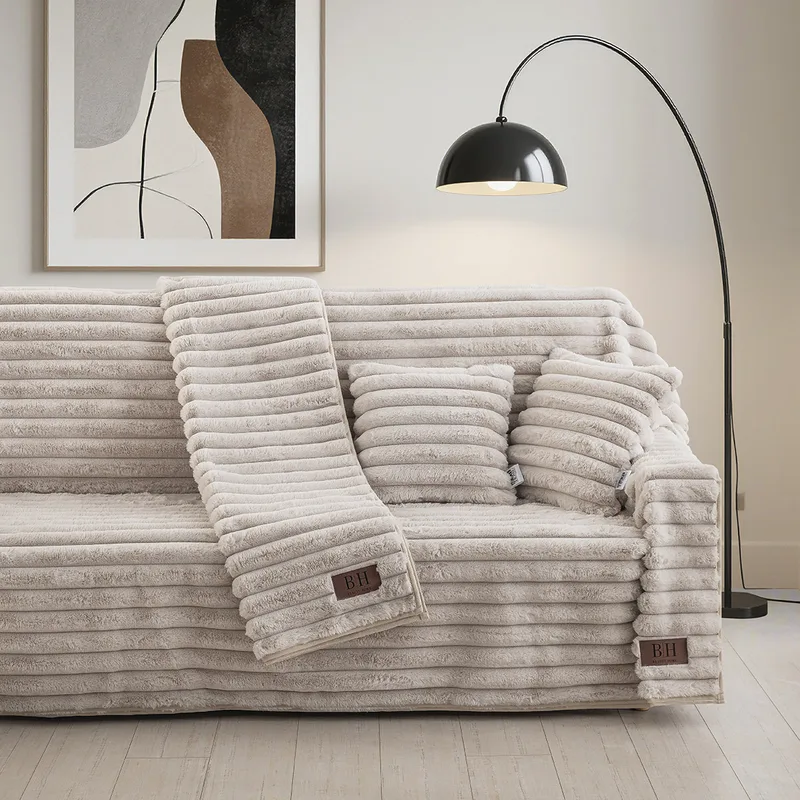 Beauty Home Γούνινη Μαξιλαροθήκη διακοσμητική Stripe Art 8725 40x40 Μπεζ