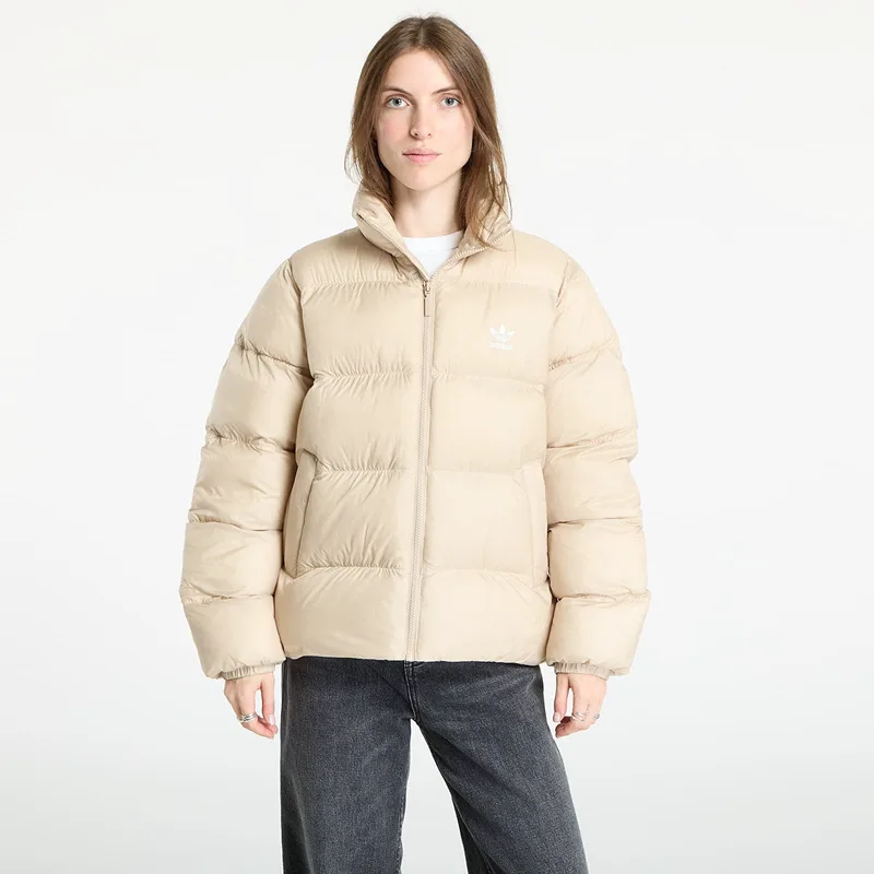 Φουσκωτό μπουφάν adidas Adicolor Short Puffer Jacket Stone Khaki M