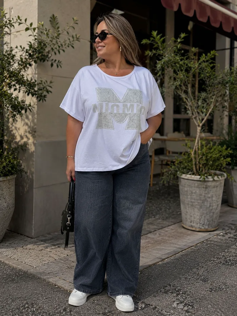 Oversized T-Shirt Με Print – Άσπρο | Dress Up Άσπρο