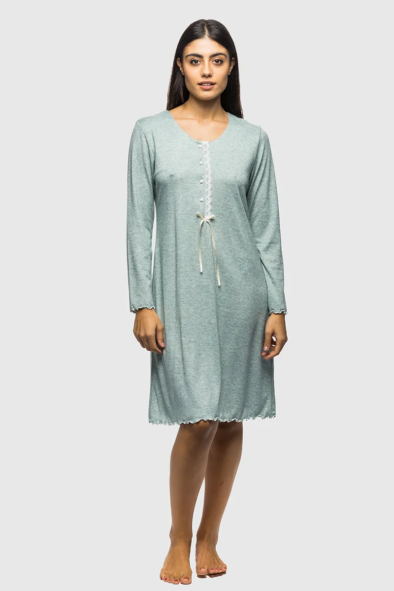 Koyote Γυναικείο χειμερινό νυχτικό Cashmere με πατιλέτα-Plus Size (3XL-4XL)-ΚΓ5448-Αc