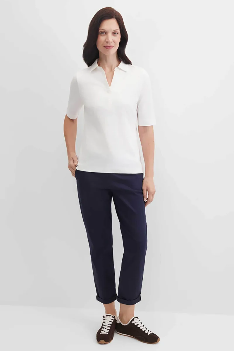 Gerry Weber γυναικείο παντελόνι chino cropped Tapered Fit - N67147104040 Μπλε Σκούρο