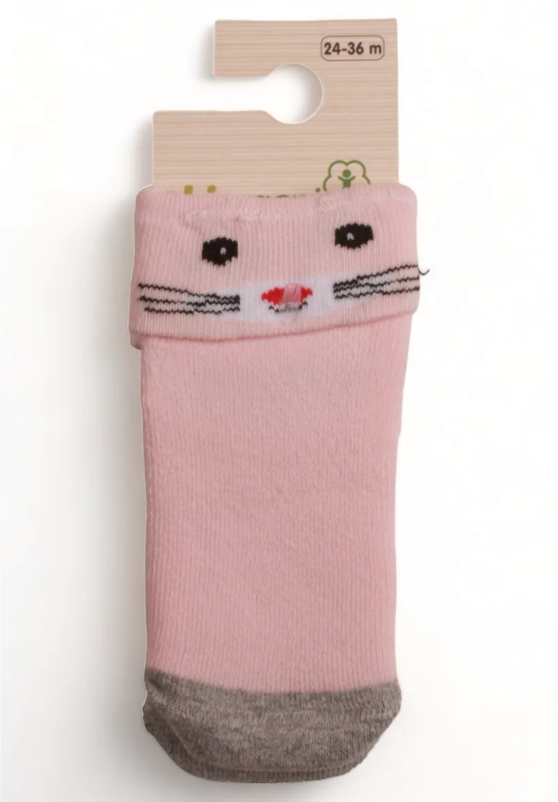 Καλτσάκια bebe για κορίτσι πετσετέ Biorganic Cute Cats BRG68375-Ροζ