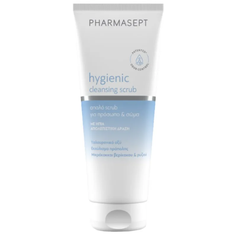 Pharmasept Hygienic Body & Face Cleansing Scrub Ήπιο & Απαλό Καθαριστικό για Πρόσωπο & Σώμα με Υαλουρονικό Οξύ, Εκχύλισμα Πρόπολης & Μικρόκοκκοι Βερίκοκου & Ρυζιού 200ml