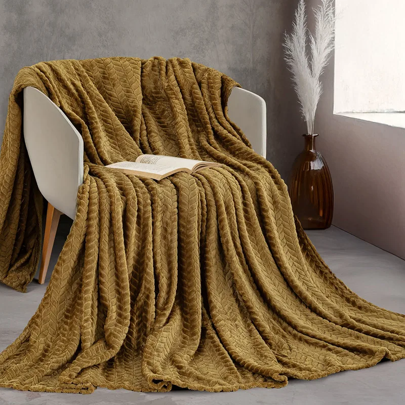 Κουβέρτα Fleece Υπέρδιπλη 220X240 Rythmos Harmonie Χρυσο (220x240)