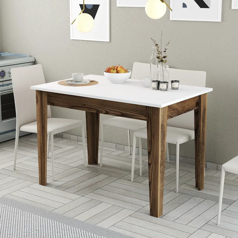Τραπέζι Κουζίνας Kiev 505 - Walnut, White 845Hct2102 (110x75x72 cm)