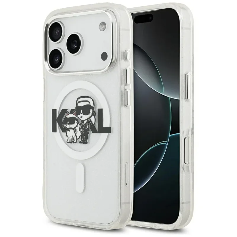 Θήκη Karl Lagerfeld IML Glitter Karl and Choupette MagSafe Clear iPhone 17 Pro
