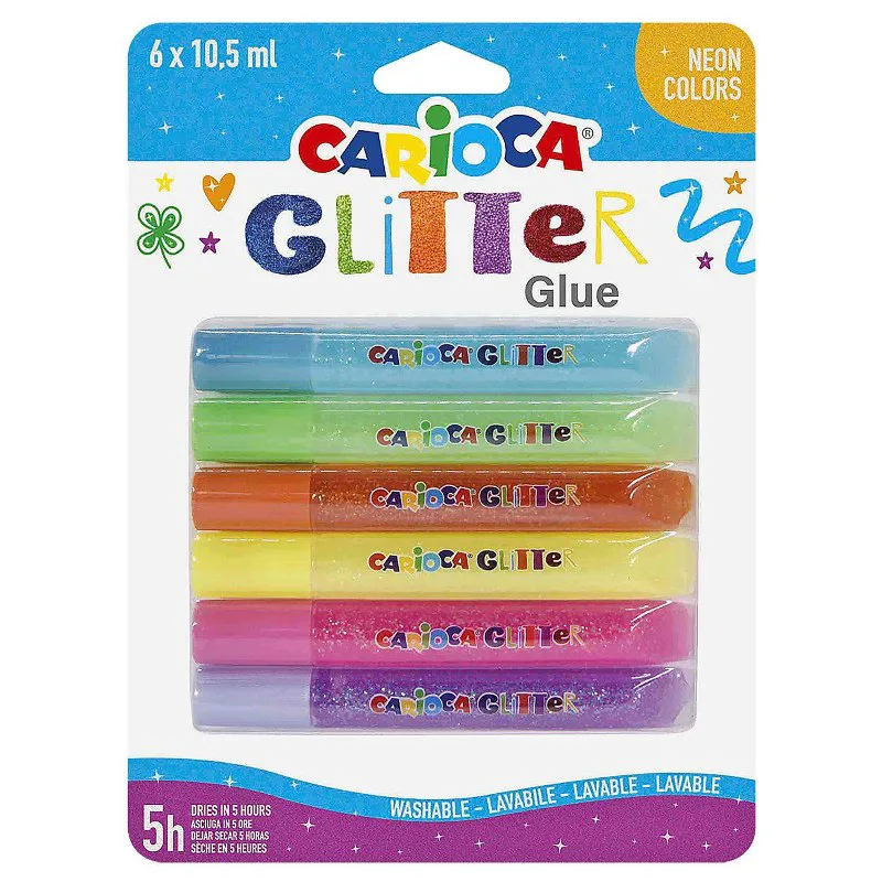 Κόλλα Glitter Fluo Σετ 6τμχ 10,5ml CARIOCA 96-408 - CARIOCA - 96-408