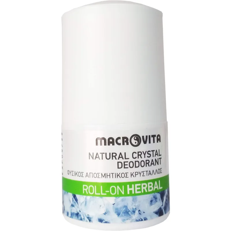 Macrovita Natural Crystal Deodorant Roll-On Herbal 50ml,Φυσικός Αποσμητικός Κρύσταλλος με Άρωμα Herbal