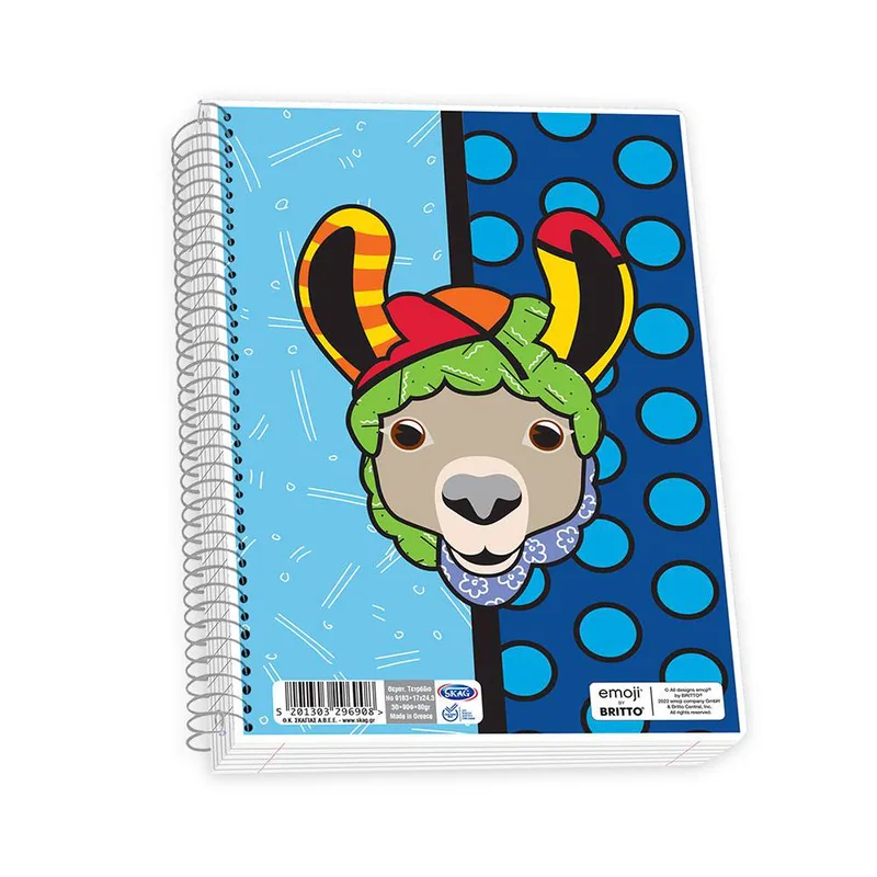 ΤΕΤΡΑΔΙΟ ΣΠΙΡΑΛ EMOJI - BRITTO 17Χ25 cm 2 ΘΕΜΑΤΑ (Διάφορα Σχέδια/Χρώματα)