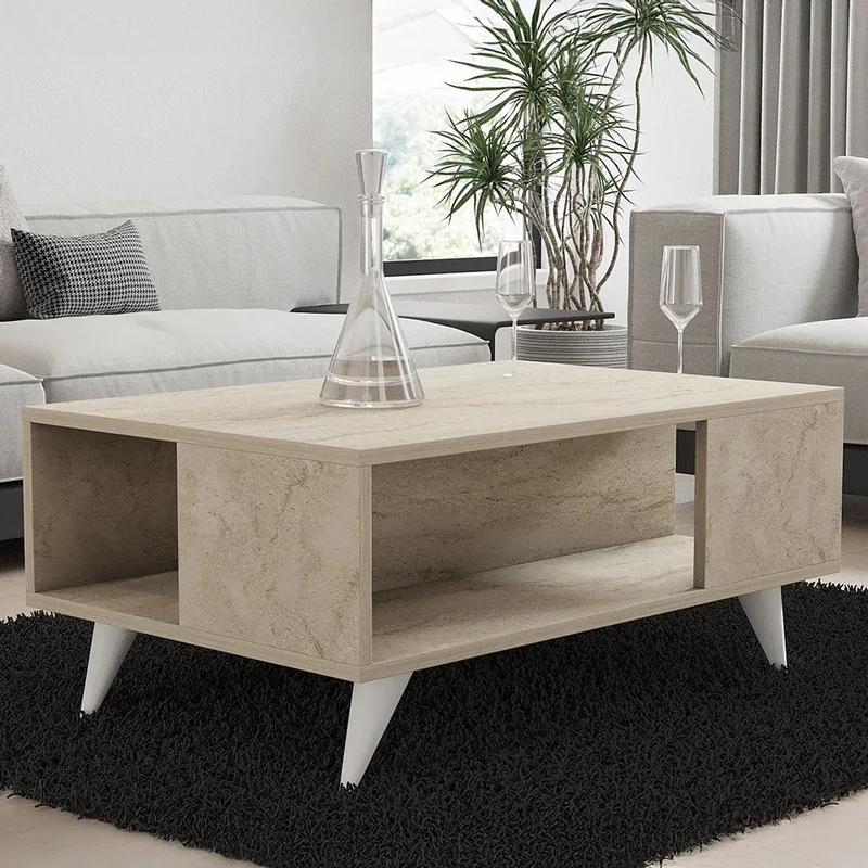 Τραπεζάκι Σαλονιού Yuka - Travertine 835Puq6354 90x39,5x60 cm