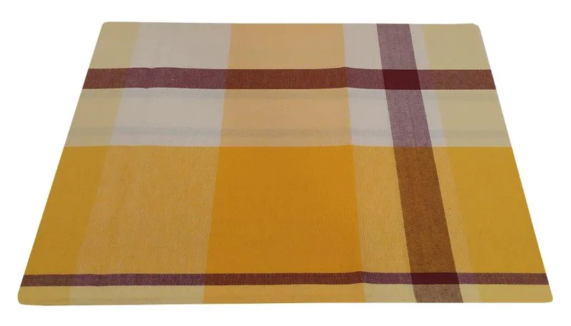 Τραπεζομάντηλο-Λονέτα Υφαντό 140x140εκ. Καρό Yellow-Sand (Ύφασμα: 50% Cotton-50% Polyester, Χρώμα: Εκρού ) - KOMVOS HOME - 7003833-8