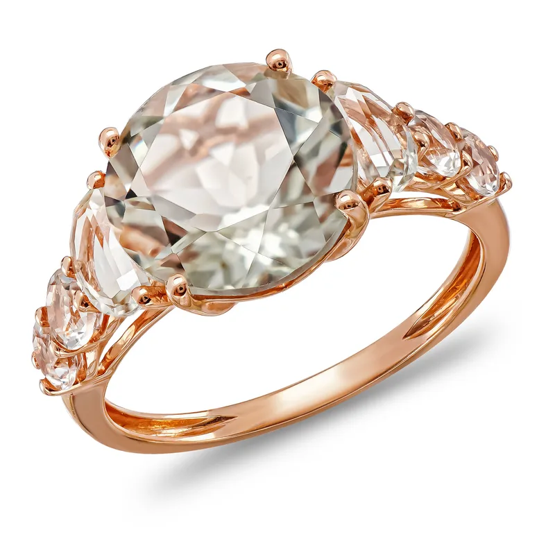 Diamond Group Δαχτυλίδι με Πράσινο Αμέθυστο από Ροζ Χρυσό 18 Καρατίων DDX765