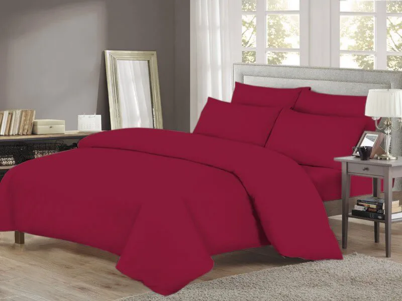 Σετ Σεντόνια Μπορντό Βαμβακερά One Color Γαρύφαλλο - 160x260