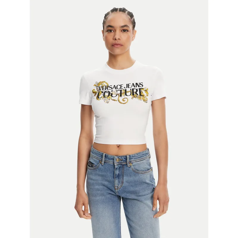 Versace Jeans Couture T-Shirt 78HAHC05 Λευκό Slim Fit