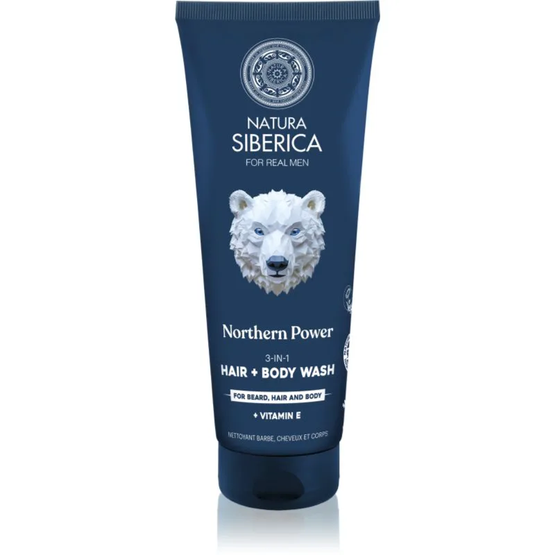 Natura Siberica Arctic Wild Northern Power τζελ πλυσίματος για τα μαλλιά, τα γένια και το σώμα για άντρες 200 ml