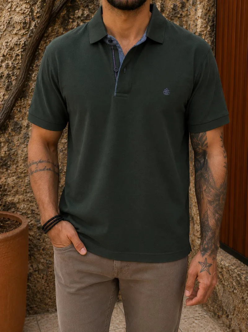 Everbest ανδρική κυπαρισσί πικέ Polo μπλούζα Plus Size 262834K