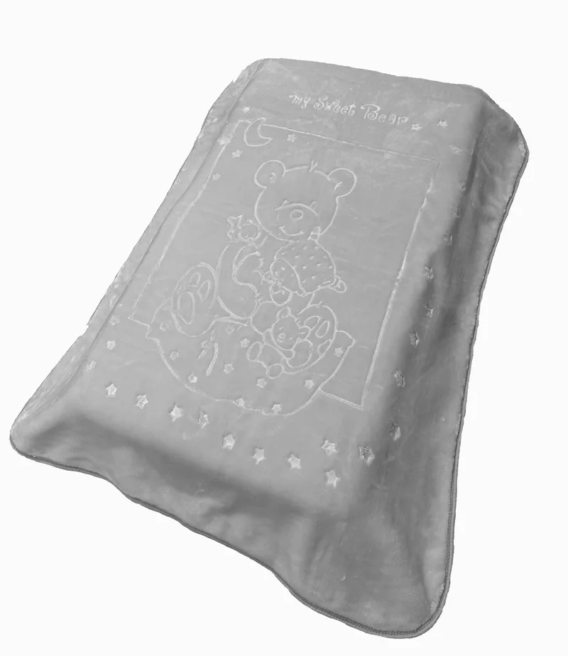 Κουβέρτα Βελουτέ Κούνιας Dimcol Sweet Bear 13 Light Grey 110x140