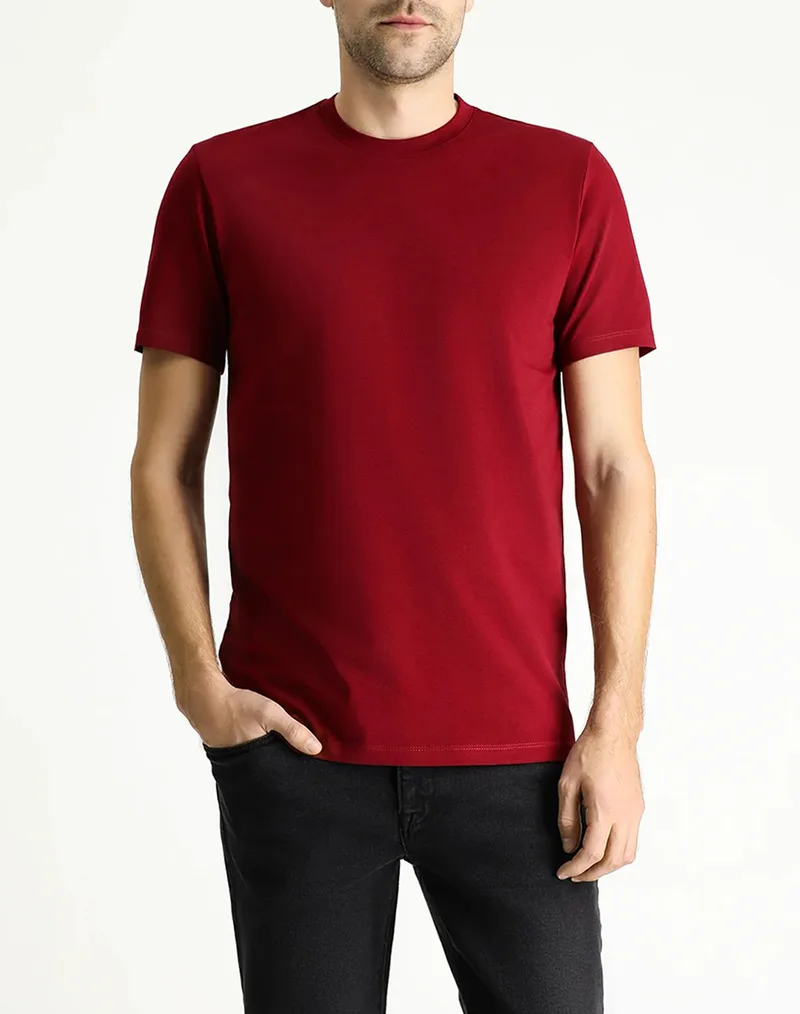 KIGILI T-shirt KSSZBDC0ET001-LIGHT BURGUNDY Bordeux