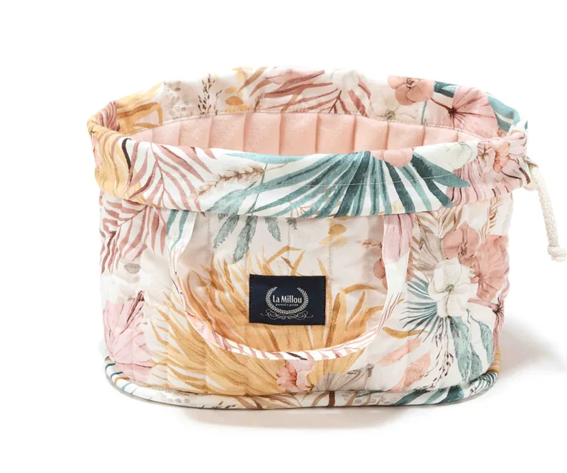 Mollet Quilted Diaper Organizer - Boho Palms Light - Powder Ροζ