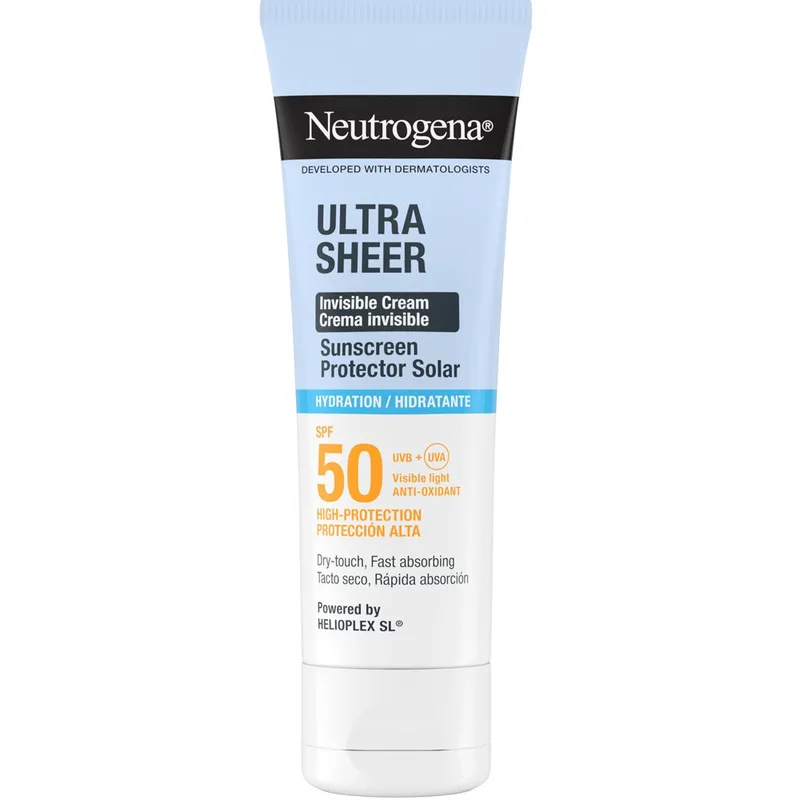 Neutrogena Ultra Sheer Hydration Sunscreen Invisible Spf50 Cream Αντηλιακή Κρέμα Προσώπου Υψηλής Προστασίας για Ξηρή Επιδερμίδα & 24ωρη Ενυδάτωση 50ml