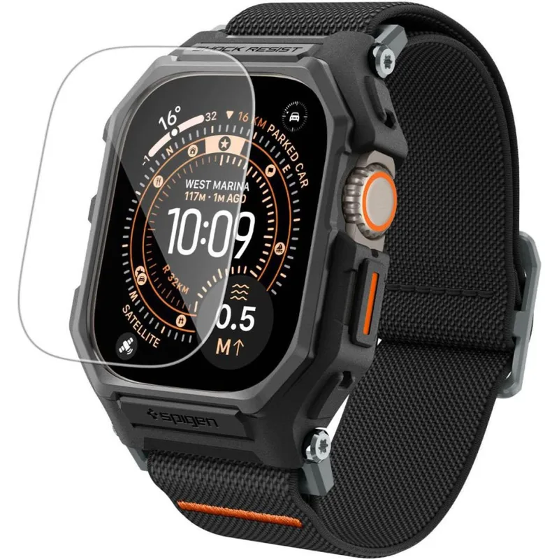 Θήκη & Tempered Glass Apple Watch Ultra 3 / Ultra 2 / Ultra 1 49mm Spigen Lite Fit Pro & Screen Protector Σετ Unibody με Λουράκι - Matte Black (ACS11415)