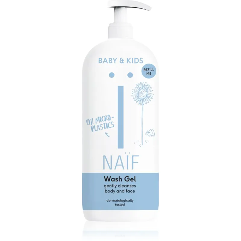 Naif Baby & Kids Wash Gel καθαριστικό τζελ μπάνιου για παιδιά και βρέφη για σώμα και πρόσωπο Refill Me 500 ml