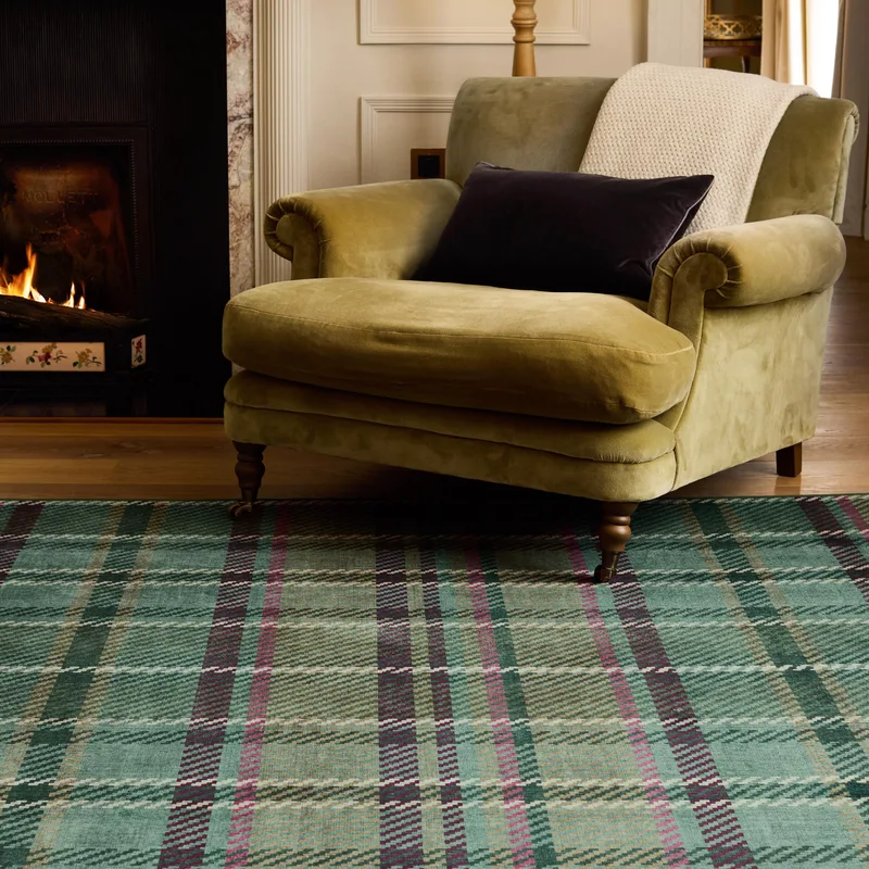Isla Plaid Emerald Eco-Washable Rug
