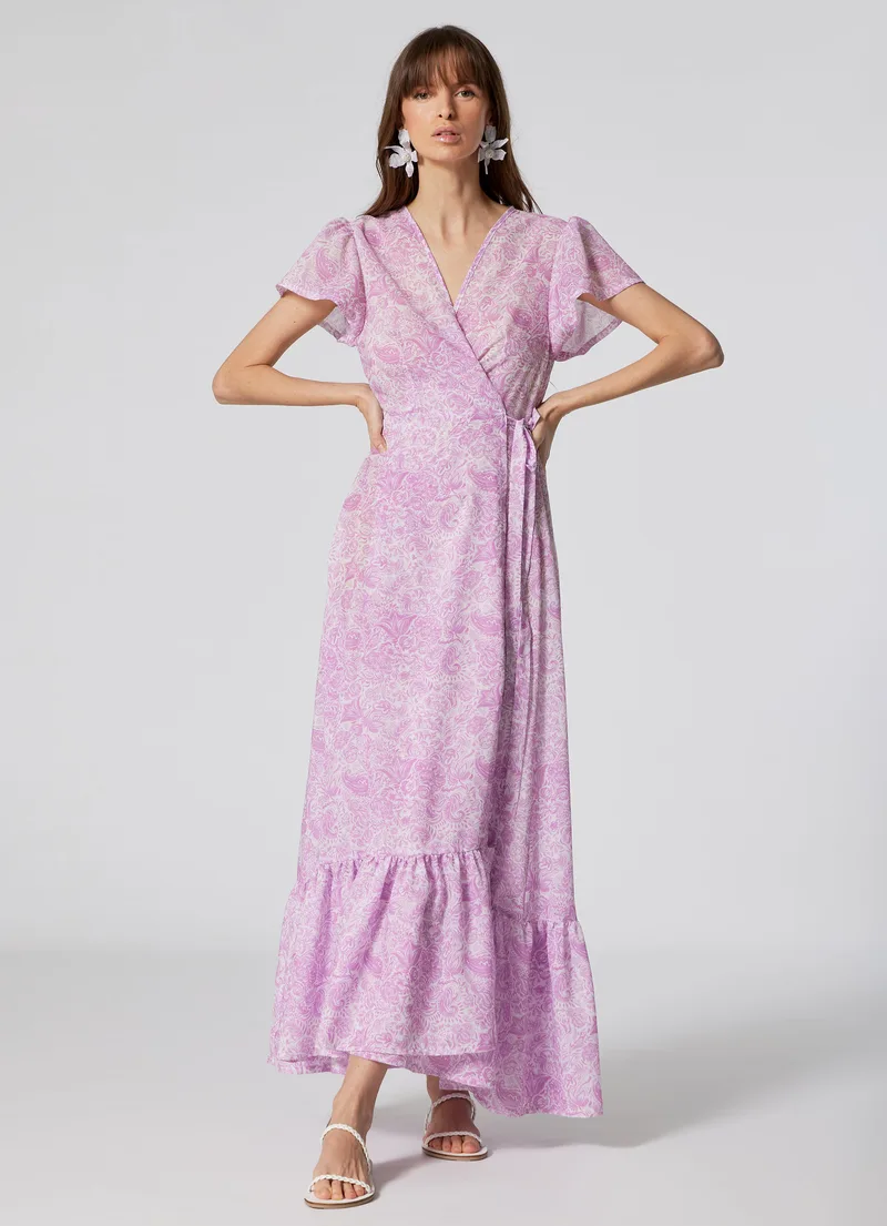 WOMEN'S WRAP DRESS PAISLEY LILLAC