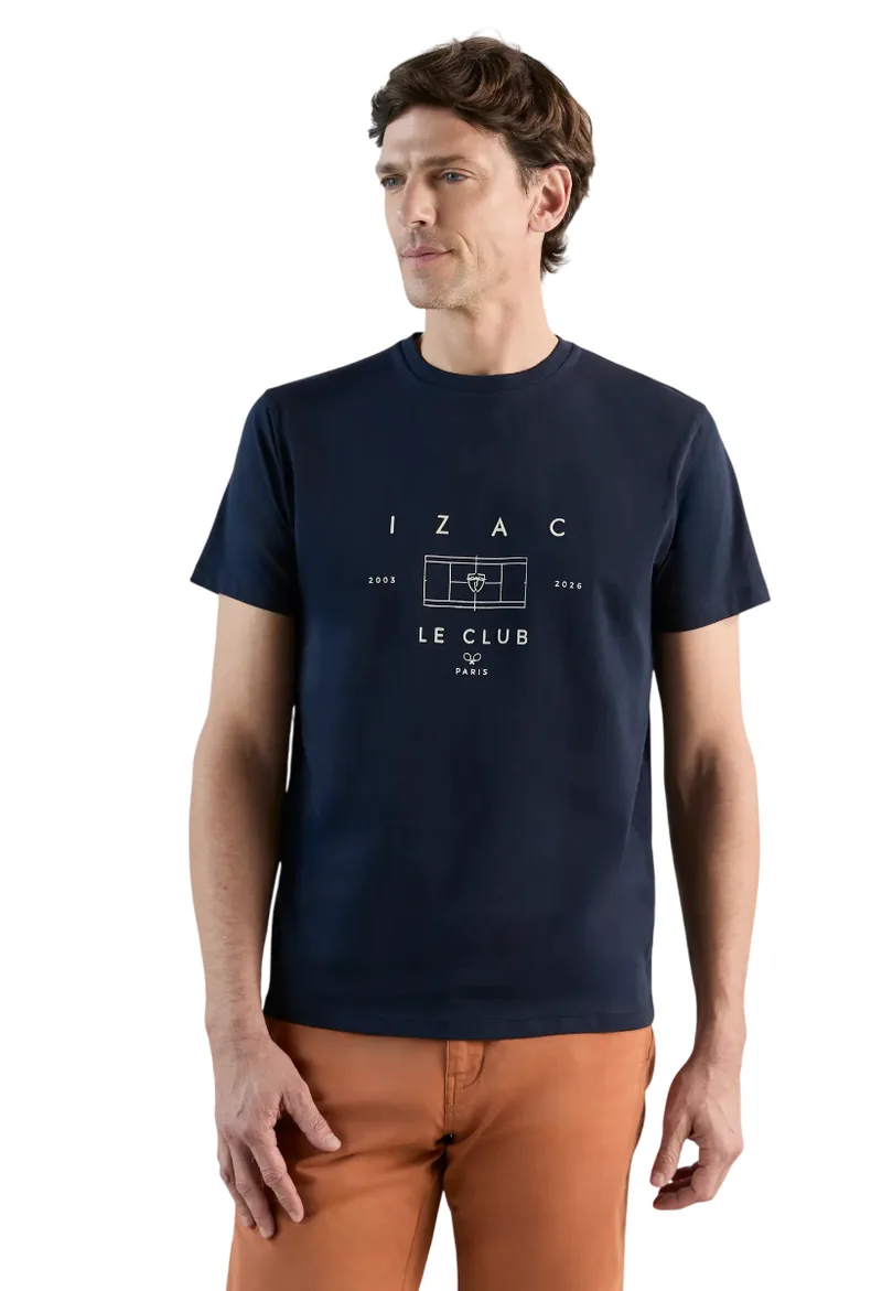 ΑΝΔΡΙΚΟ T-SHIRT IZAC GOSET ROLAND GARROS ΣΚΟΥΡΟ ΜΠΛΕ