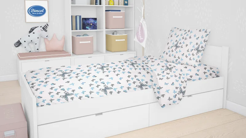 Σετ Σεντόνι Μονό & Μαξιλαροθήκη Dimcol Butterfly 56 Sky blue 160x240