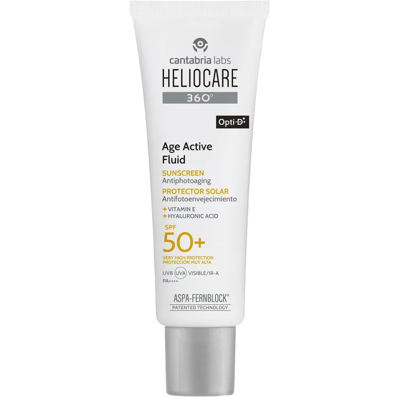 Heliocare 360 Age Active Spf50+ Fluid Antiphotoaging Sunscreen Αντηλιακό Προσώπου Πολύ Υψηλής Προστασίας που Προλαμβάνει & Αντιμετωπίζει την Φωτογήρανση 50ml