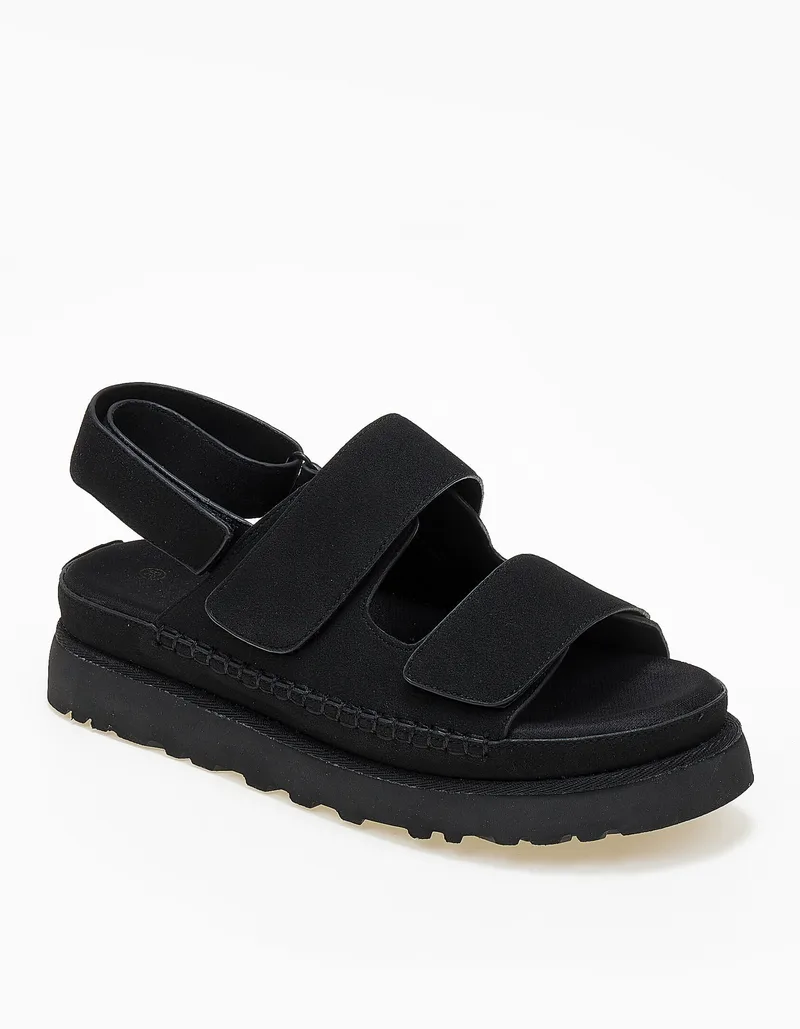 Suede σανδάλια flatform με λουράκια scratch - Μαύρο