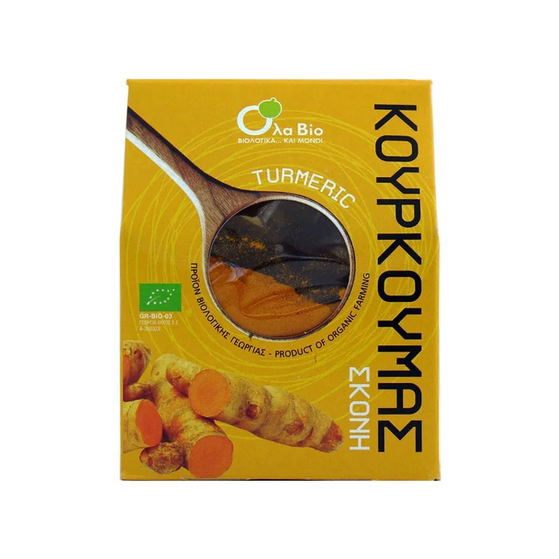 Βιολογική Σκόνη Κουρκουμά - Όλα Bio - 100gr Ola Bio Ελλάδα No Sugar Added Low Carb Gluten Free Lactose Free Vegan Organic Palm Oil Free