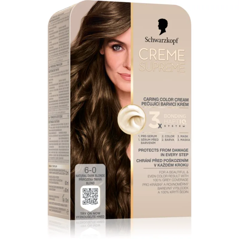 Schwarzkopf Creme Supreme μόνιμη βαφή μαλλιών απόχρωση 6-0 Natural Dark Blonde 60 ml