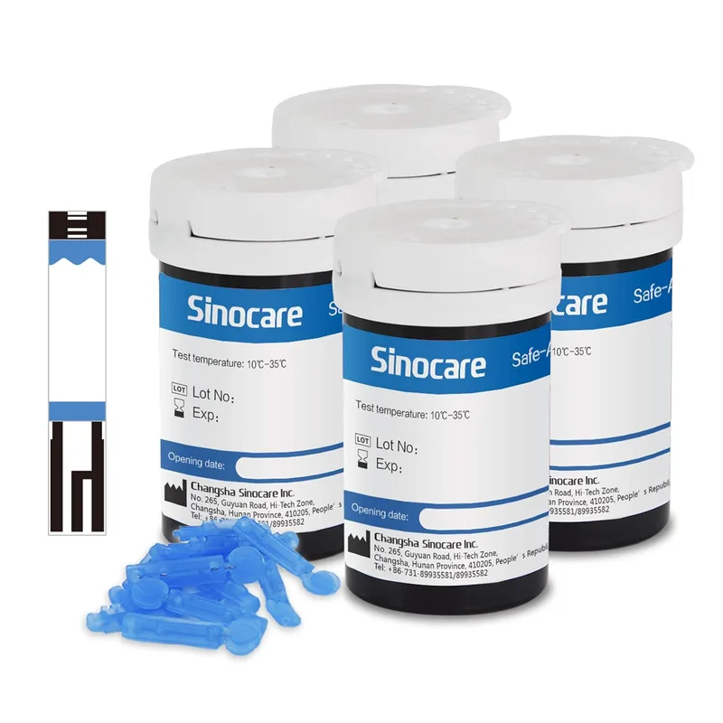 [100pcs] Sinocare Glucometer Glucose Test Strips with free lancets | Safe Accu 2