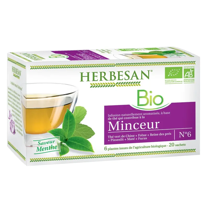 Herbesan Organic Slimming Green Tea Infusion Mint Flavor 20 sachets