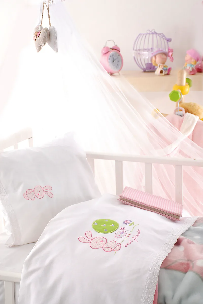Σετ Σεντόνια Κούνιας 3 Τεμαχίων Rythmos Sweet Ροζ 100x160