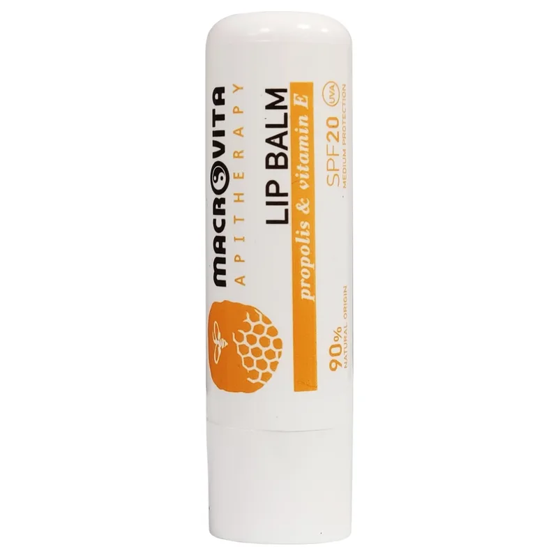 Macrovita Apitheapy Propolis & Vitamin E Lip Balm Spf20 Ενυδατικό & Προστατευτικό Βάλσαμο Χειλιών με Πρόπολη & Βιταμίνη Ε 4.8gr