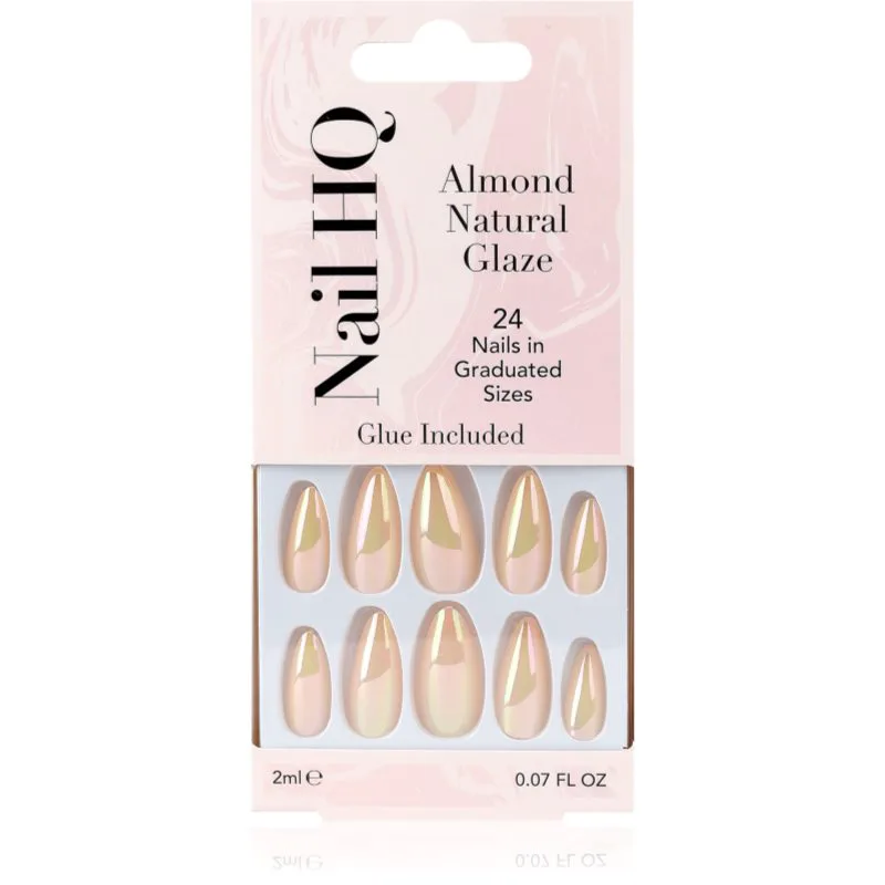 Nail HQ Almond Ψεύτικα νύχια Natural Glaze 24 τμχ
