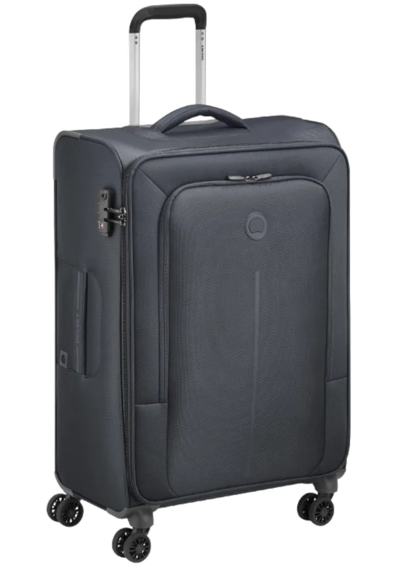 Μαλακή Βαλίτσα Delsey Caracas Μεσαία 71×45×29cm Με 4 Διπλές Ρόδες 390781100-BLACK