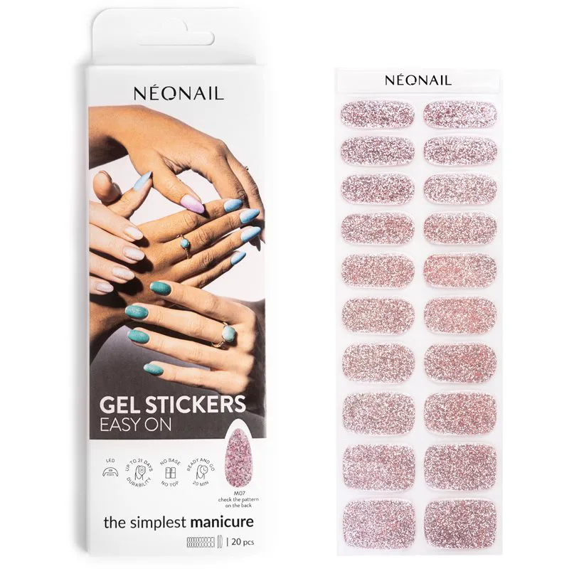 NEONAIL Easy On Gel Stickers Αυτοκόλλητα νυχιών με χρήση λάμπας UV/LED απόχρωση M07 20 τμχ