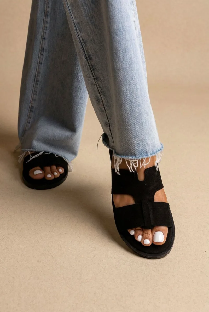 Estil Comfort Suede Sandals - NK26-0147 - Black Suede