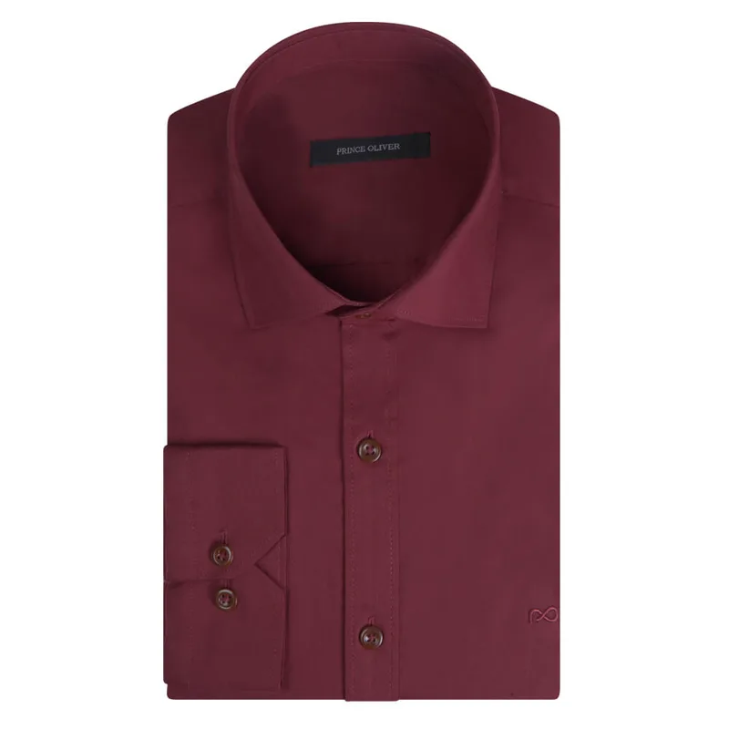 Prince Oliver Πουκάμισο Μπορντώ (Modern Fit) New Arrival