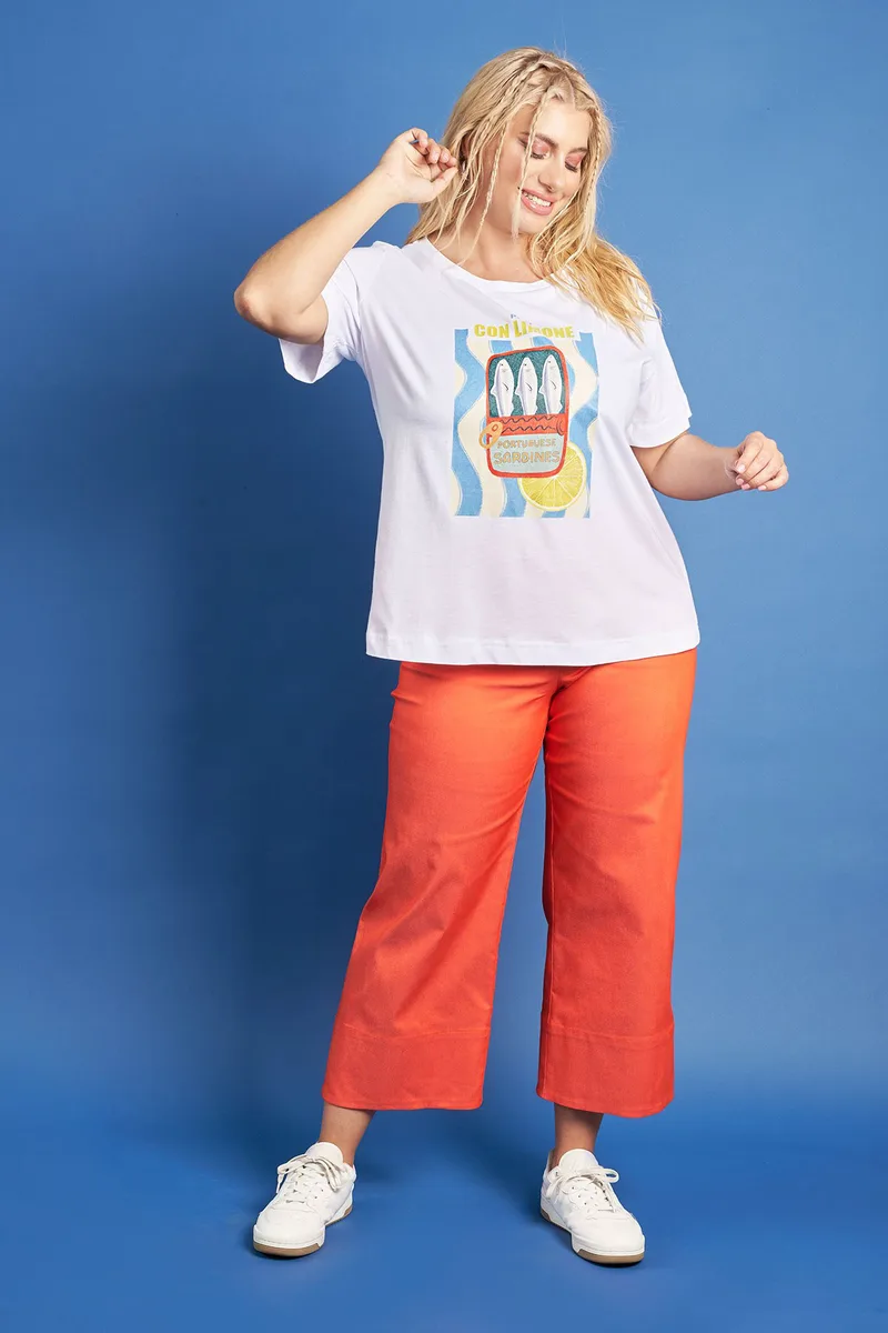 PRBT Παντελόνι χρωματιστό όψη τζιν cropped wide leg
