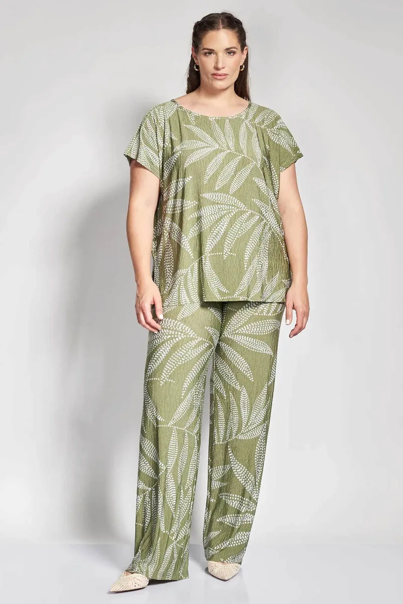 Parabita γυναικεία παντελόνα με floral print - 012610200108 Χακί
